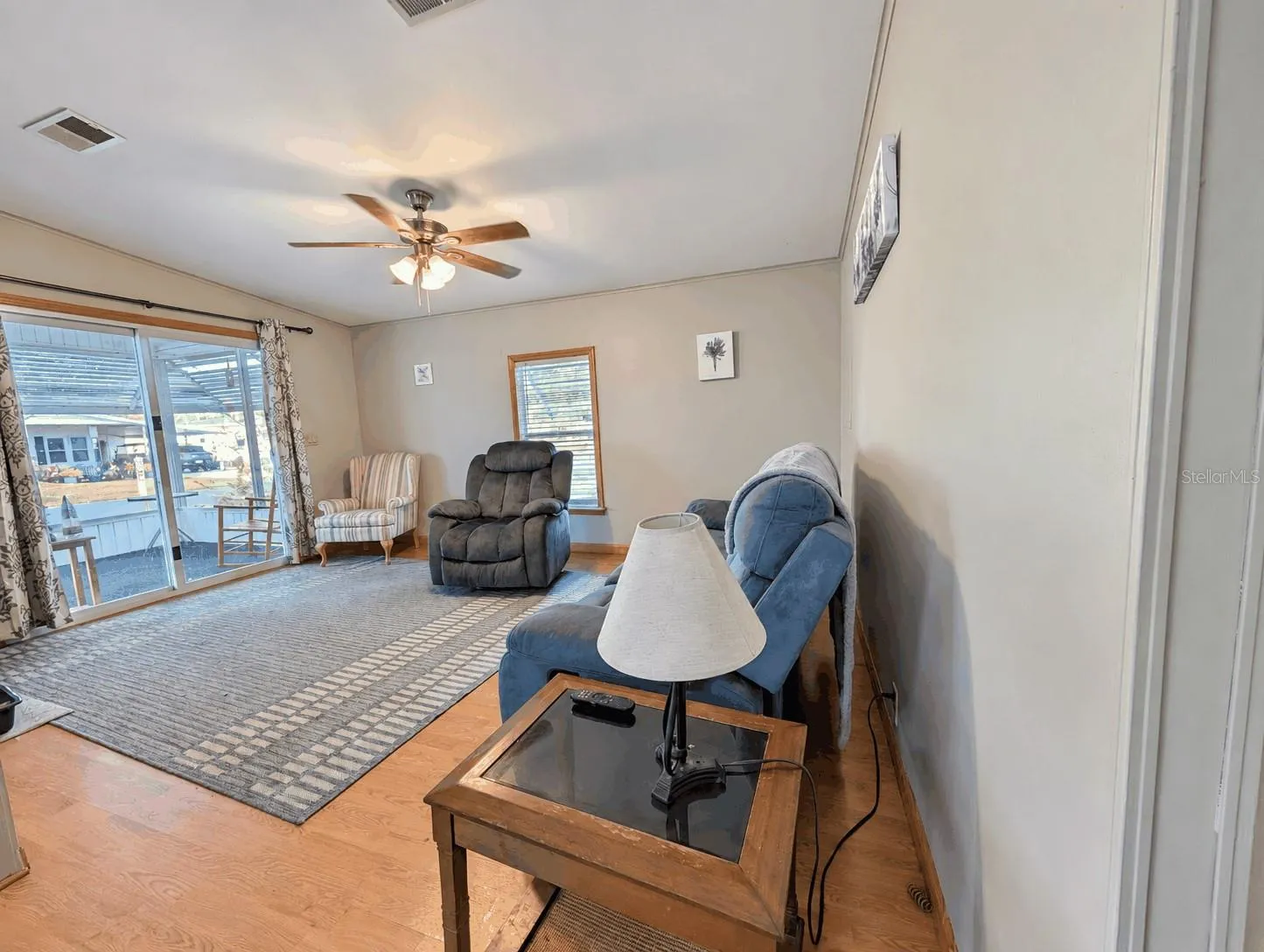 Living Room facing front screened porch