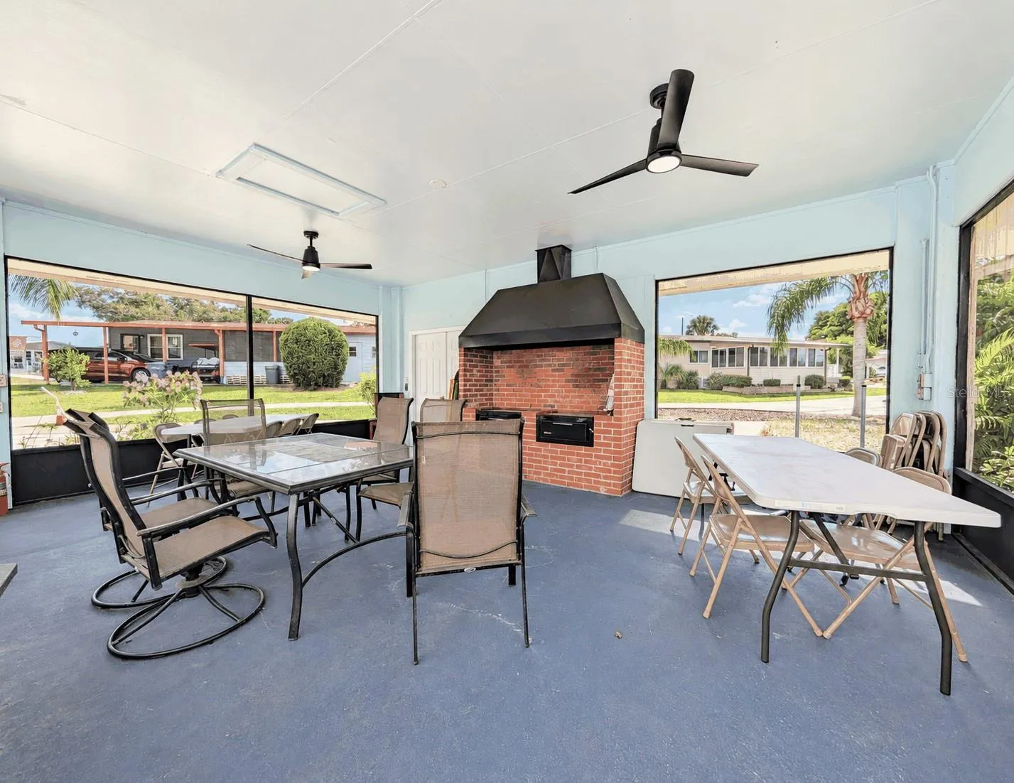Community Screened Room with Fireplace