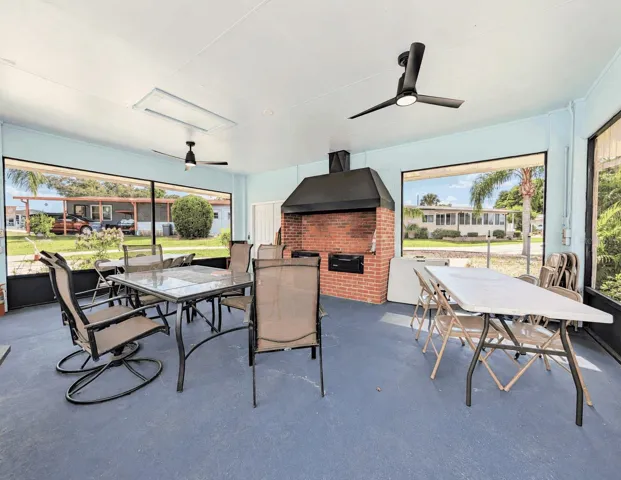 Community Screened Room with Fireplace