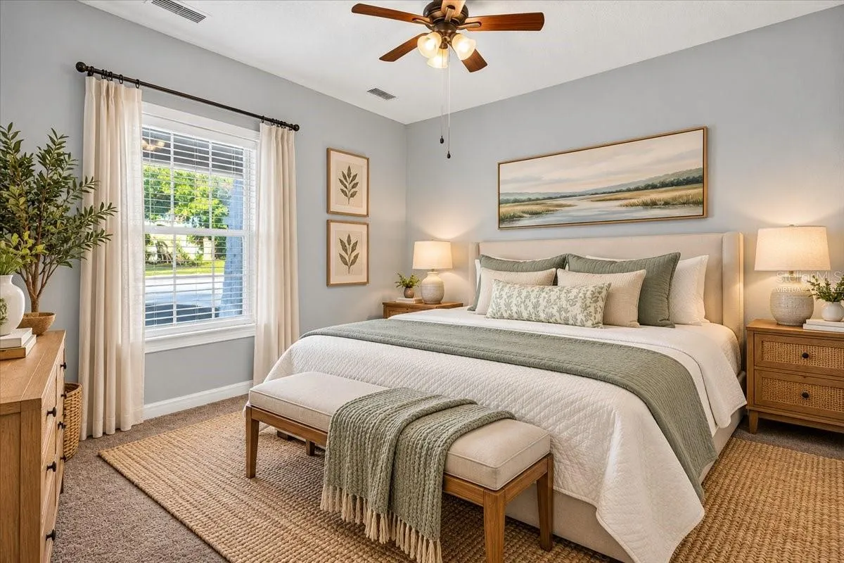 Primary bedroom virtually staged