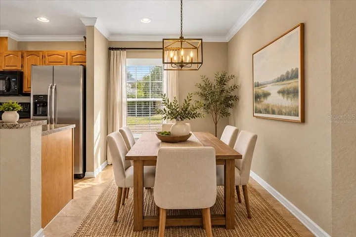 Virtually staged dining area