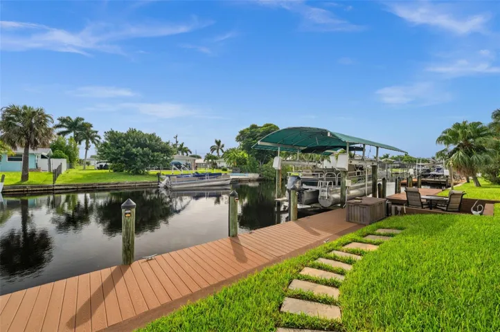 Captain's walk, dock and covered boat lift