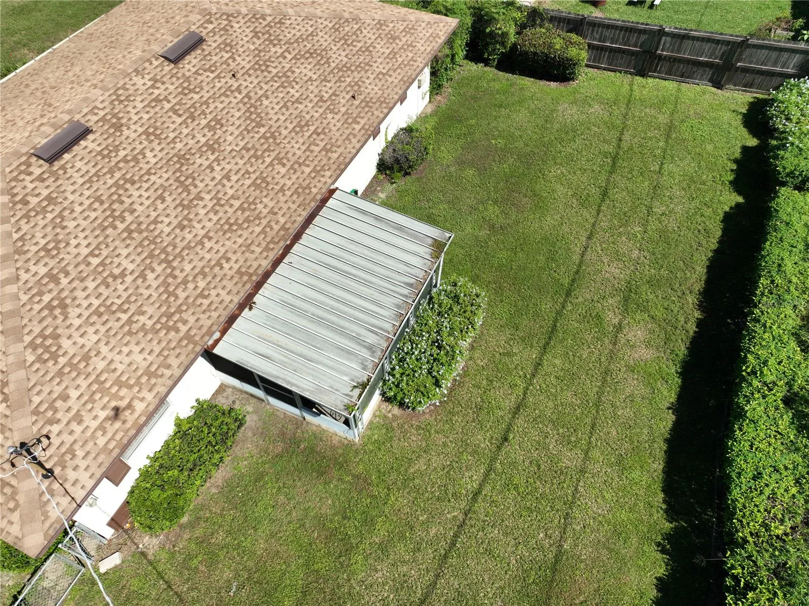 Aerial view of back yard