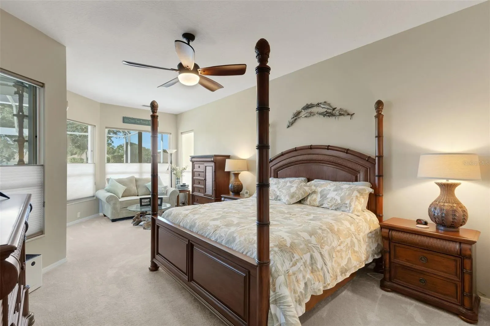 Huge primary bedroom with sitting area and views