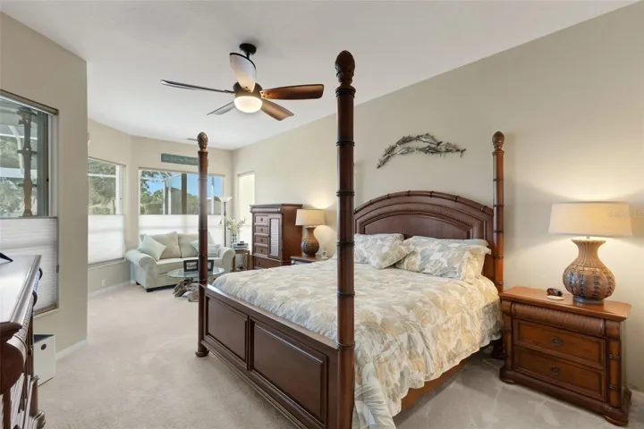Huge primary bedroom with sitting area and views