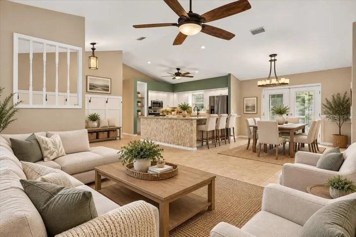 Virtually staged living area