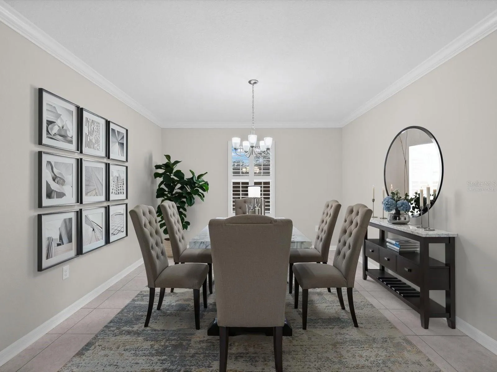 virtually staged dining room