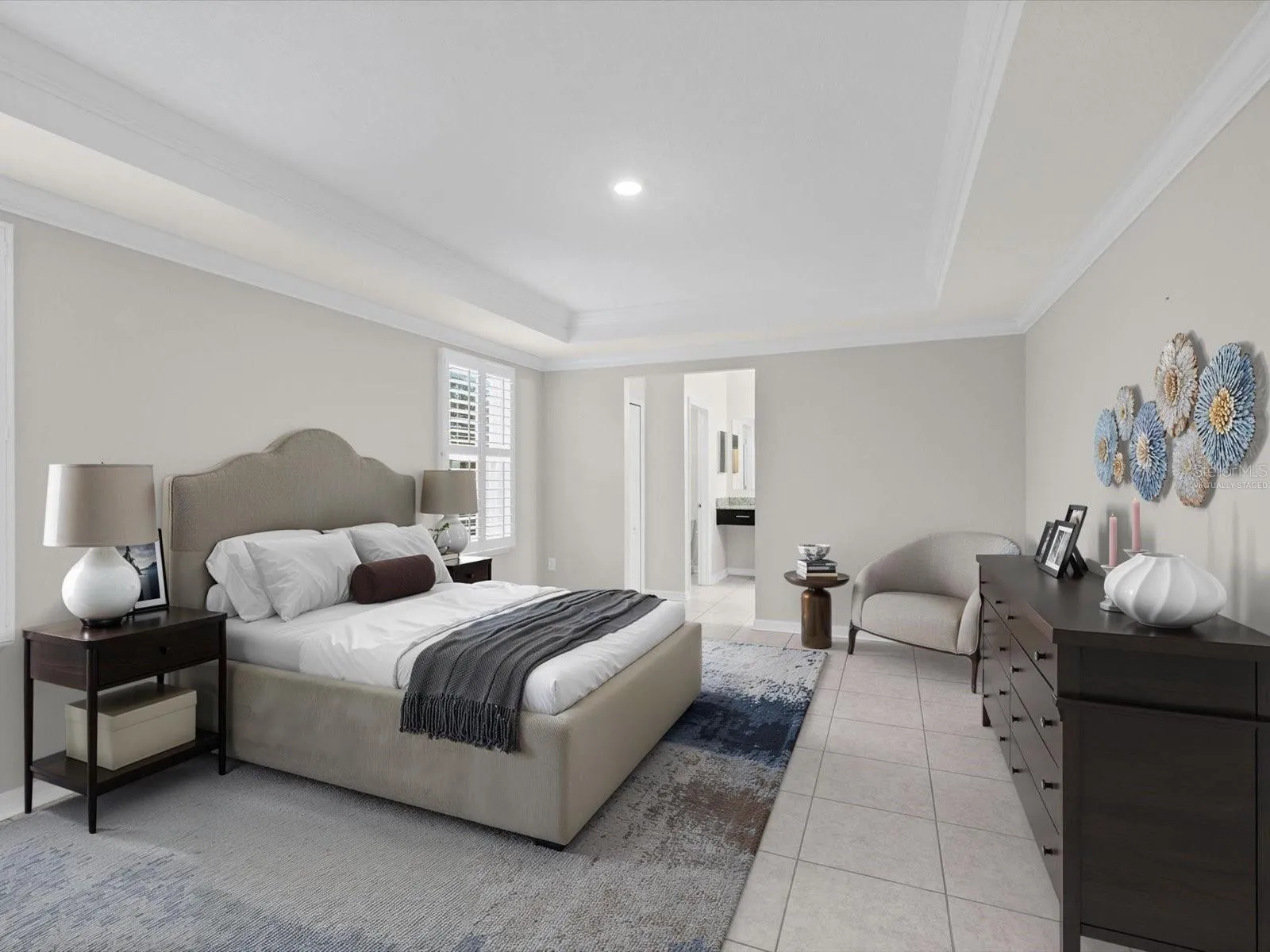 virtually staged primary bedroom