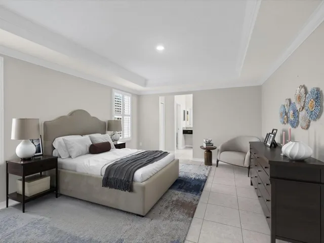 virtually staged primary bedroom