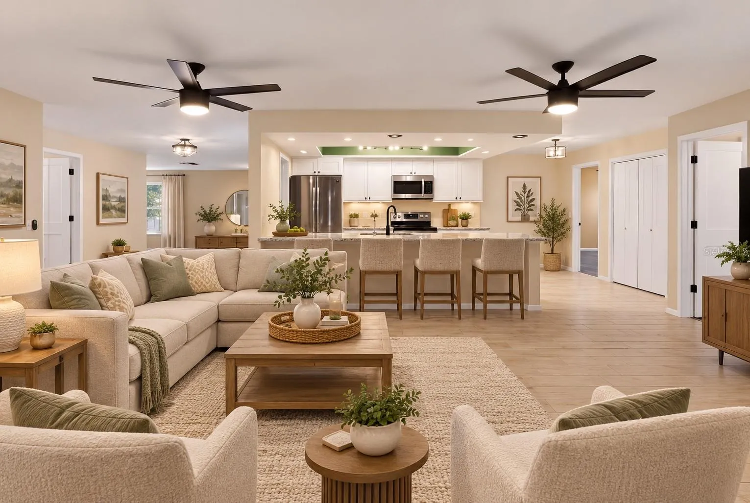 virtual family room and kitchen