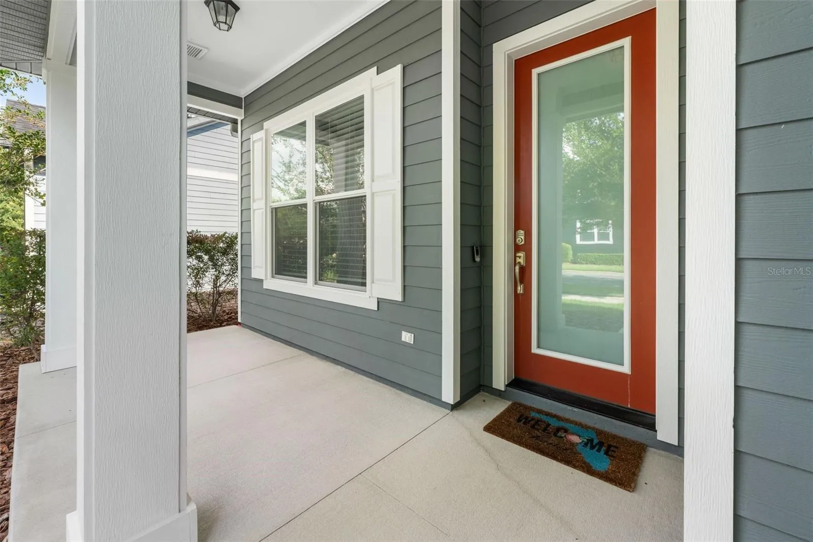 In front of the door