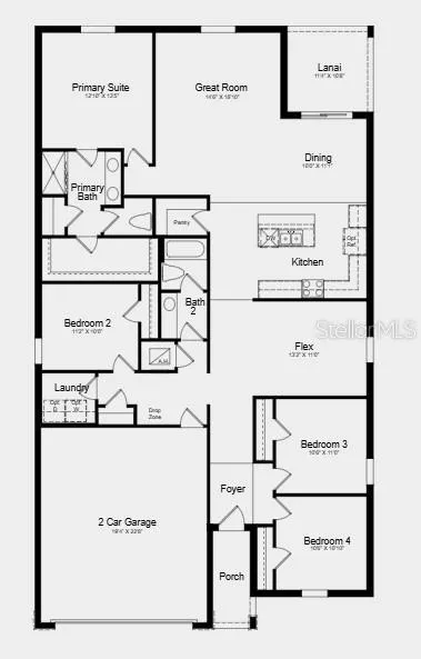 Floor Plan ~ Additional Highlights Include: refrigerator, washer and dryer, extended LVP flooring, whole house blinds, and vertical blinds on sliding doors