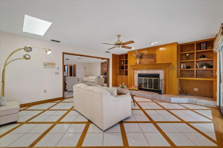 Family Room with wood burning fireplace