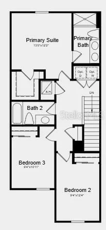 Upper Level Floor Plan - Additional Highlights Include: laundry package, refrigerator, and 2" faux blinds