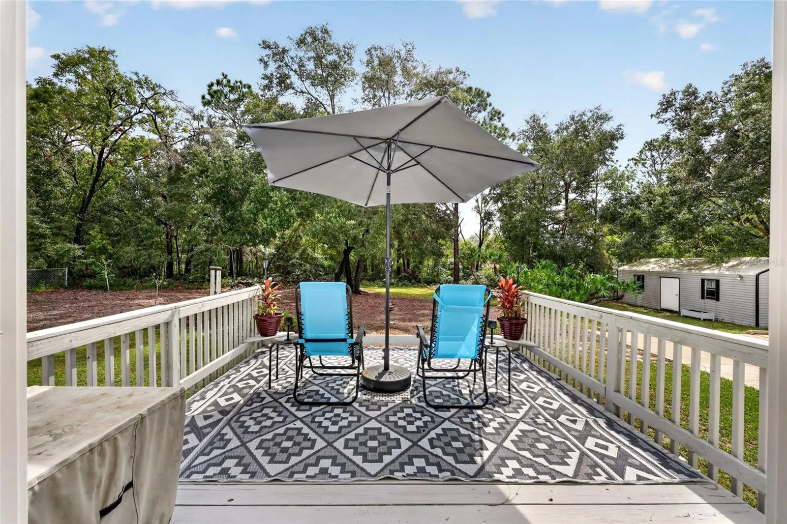 Outdoor deck extends the living space.