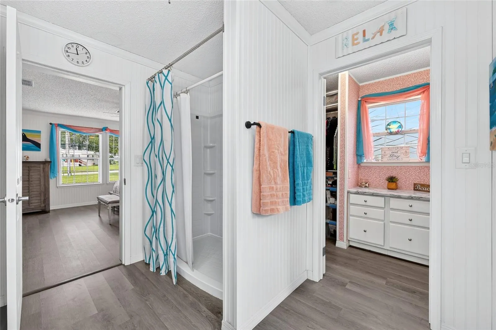 Master bathroom-Walk-in shower/closet vantage point