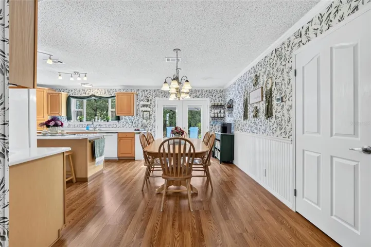 Dining room with french doors to sundeck