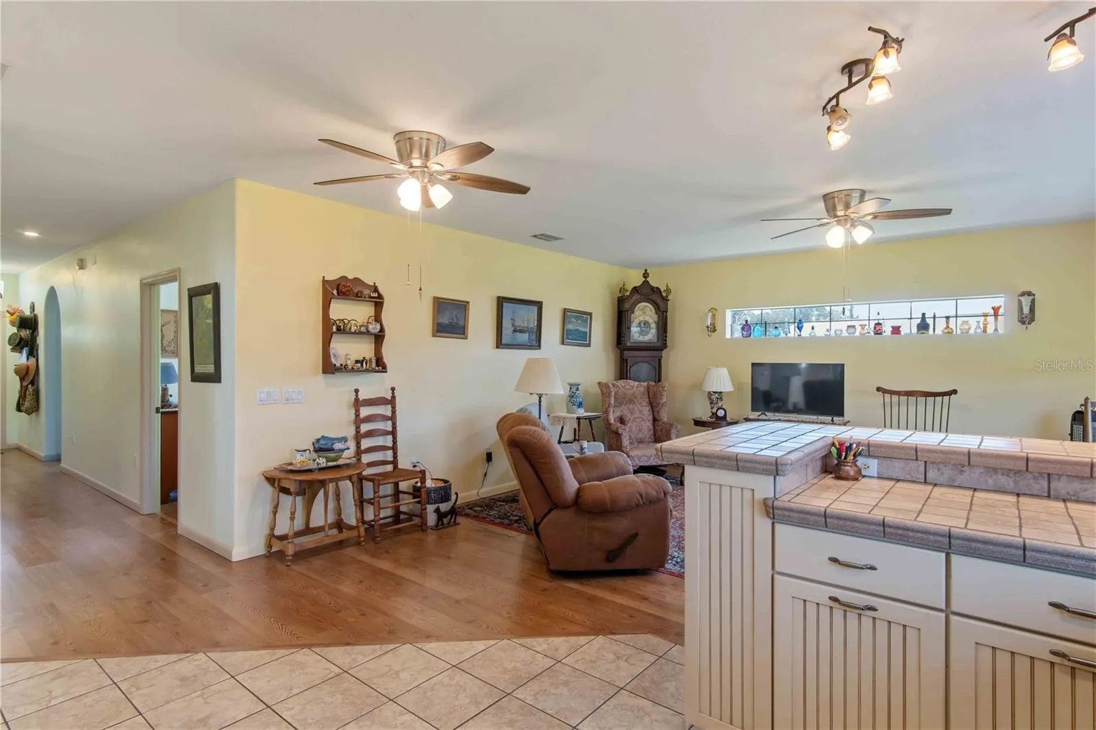 Kitchen overlooking living room