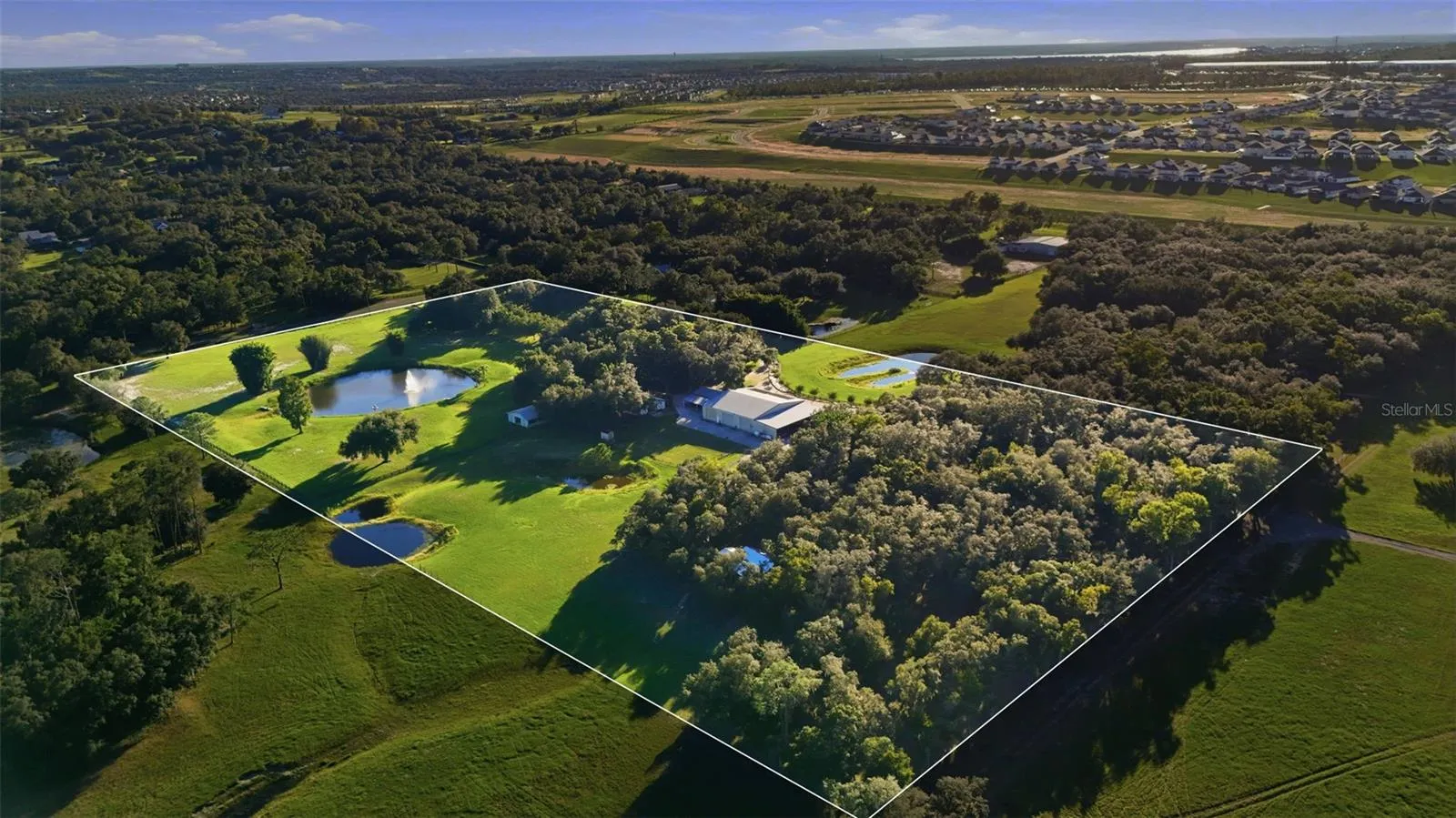 aerial of property lot lined