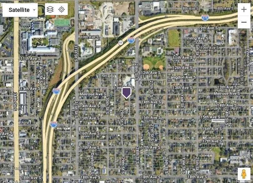 Satellite View Showing Lot Location on 29th Street S