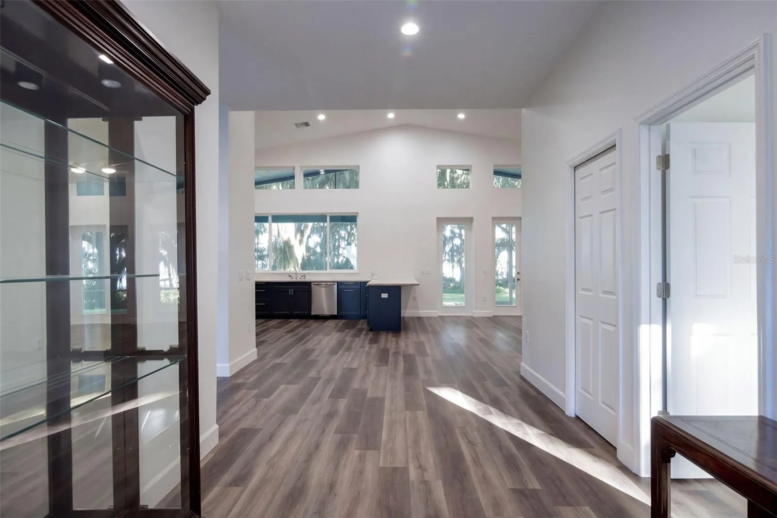 EntryFoyer view into the vaulted great room with clerestory windows