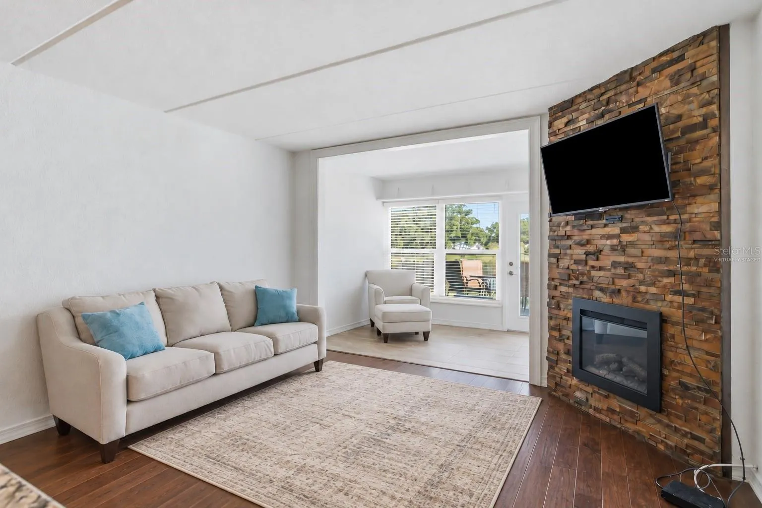 Cozy family room -Virtually staged rug