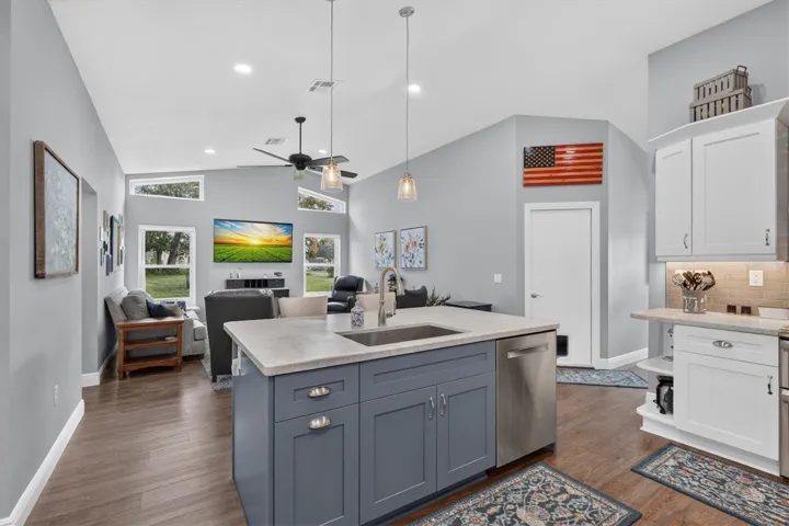 Kitchen over looks Family Room