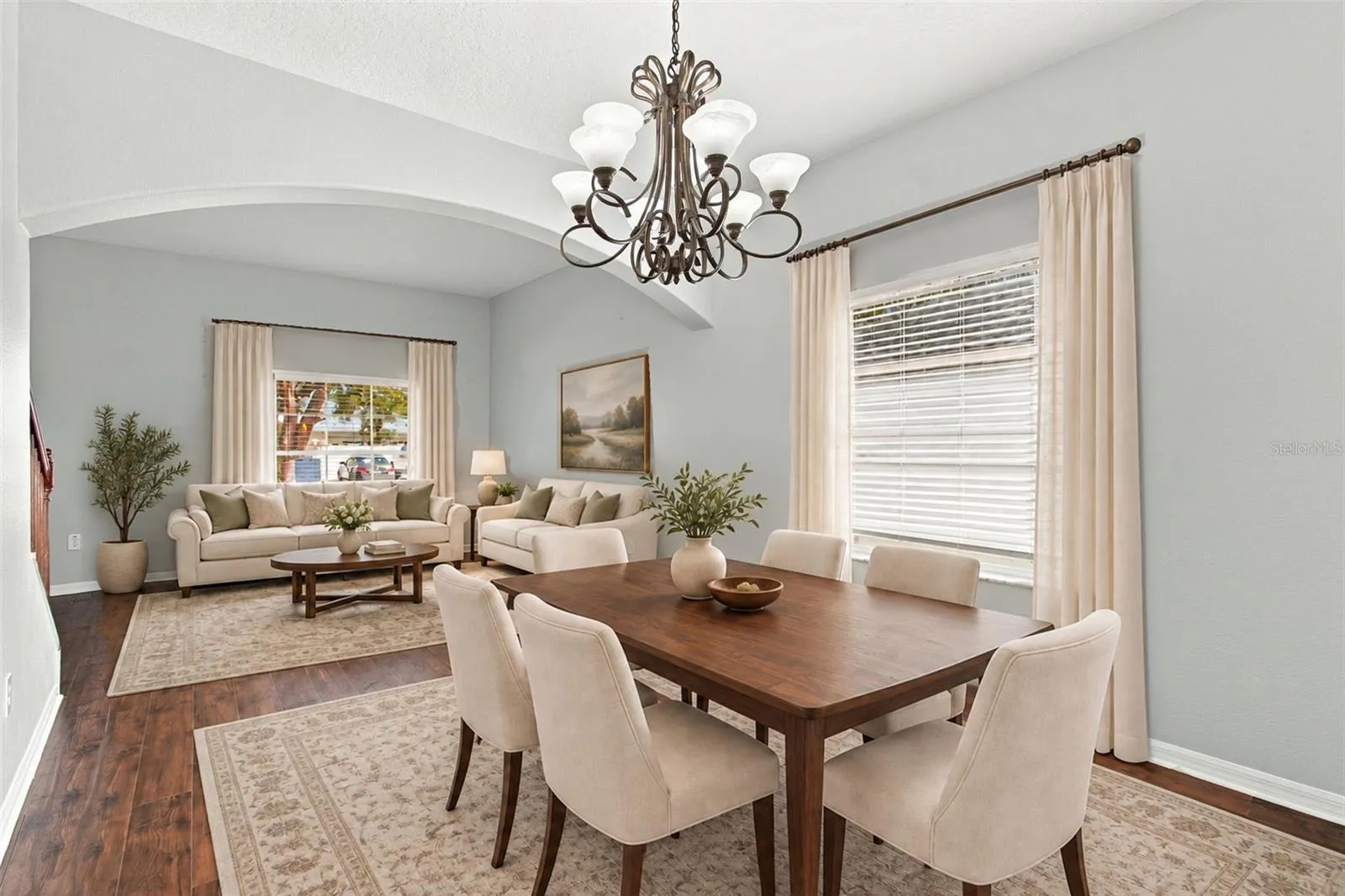 Virually Staged. Living Room and Dining Room