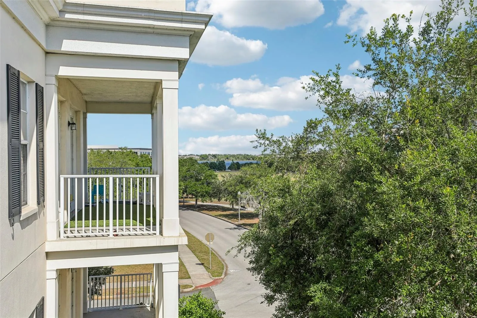 Balcony with views of Blue Jacket Park and Lake Baldwin