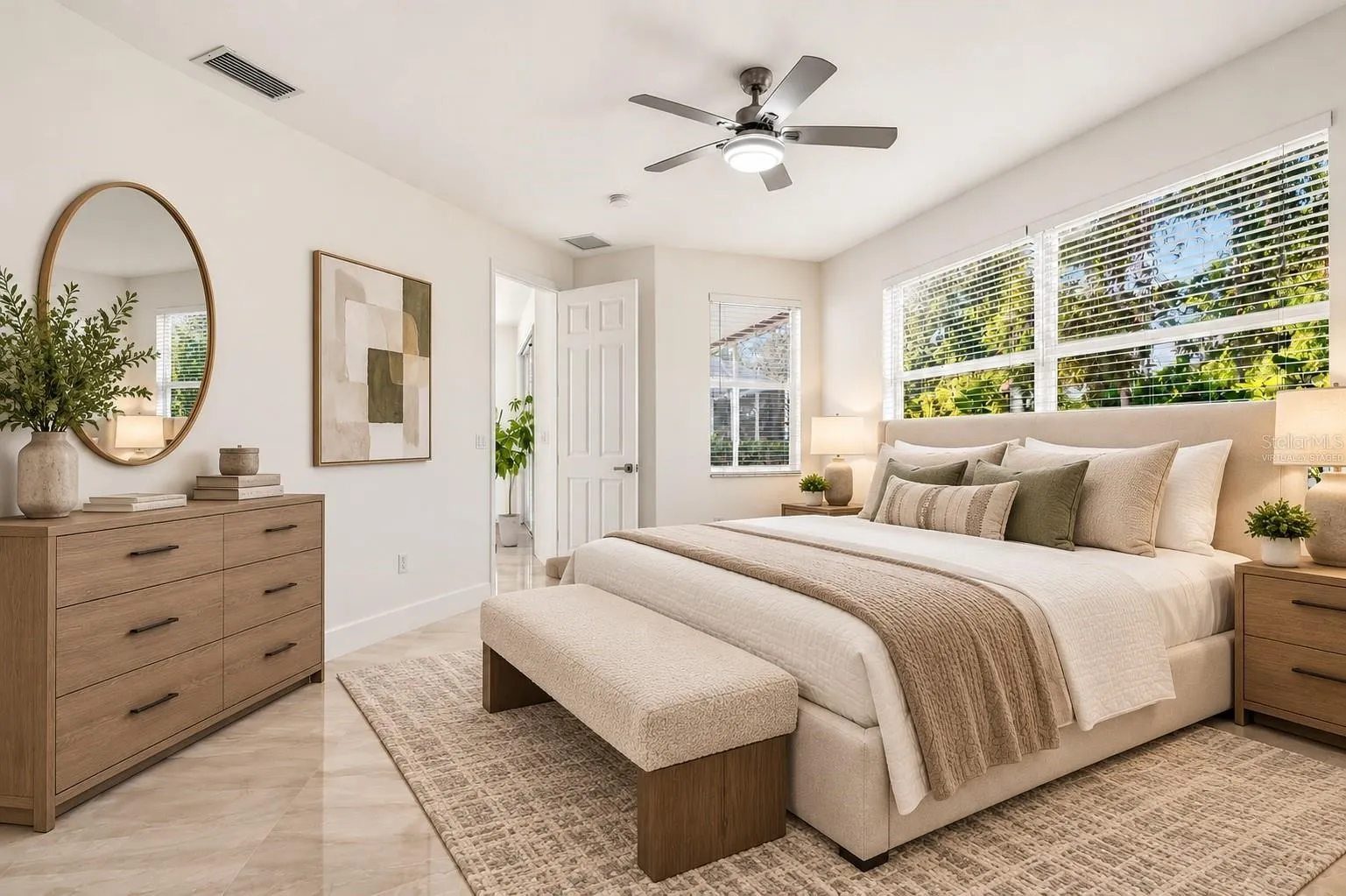Virtually staged Primary bedroom