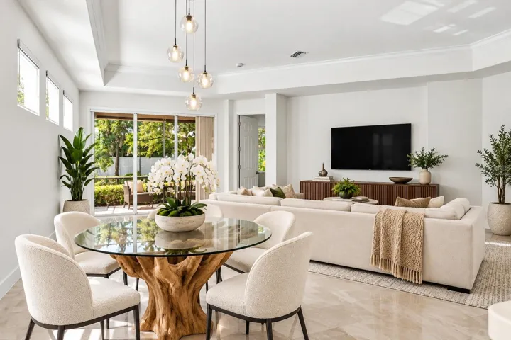 Virtually staged open concept living