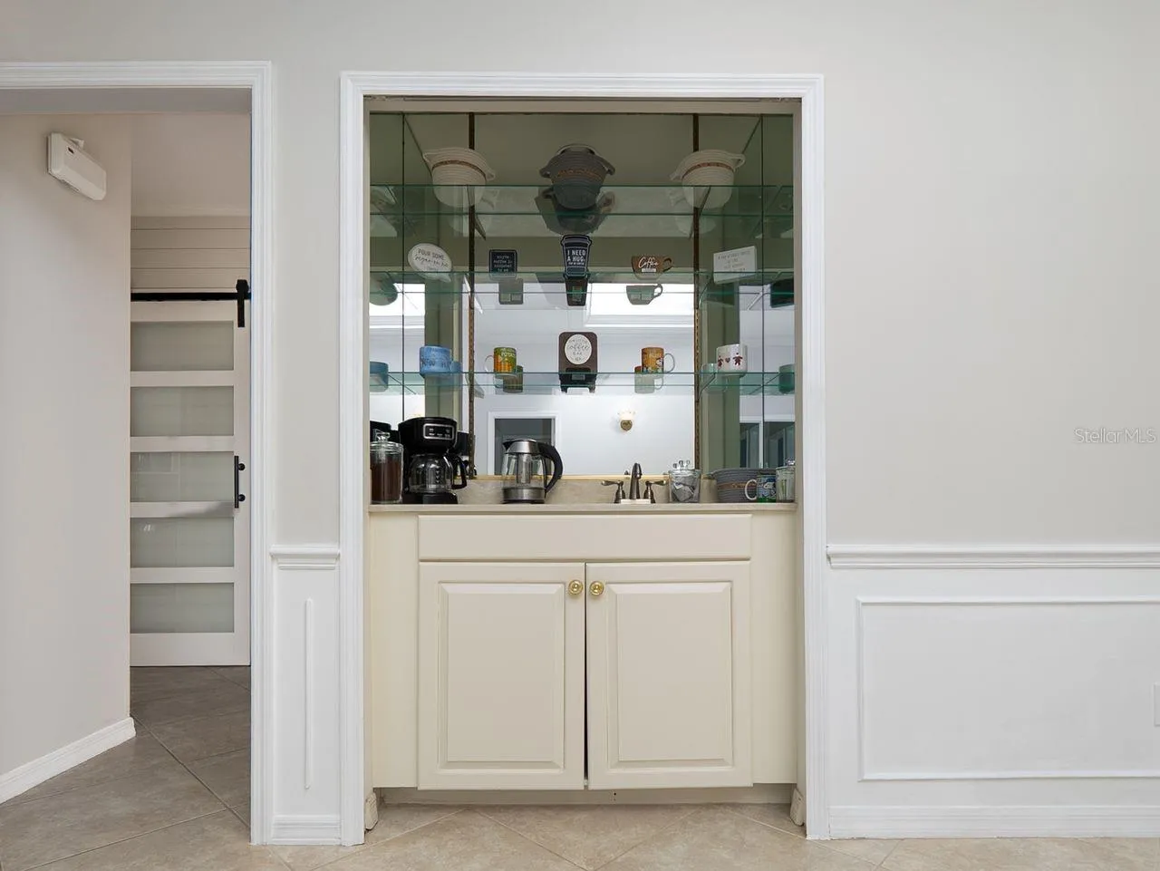 Wet bar in dining room