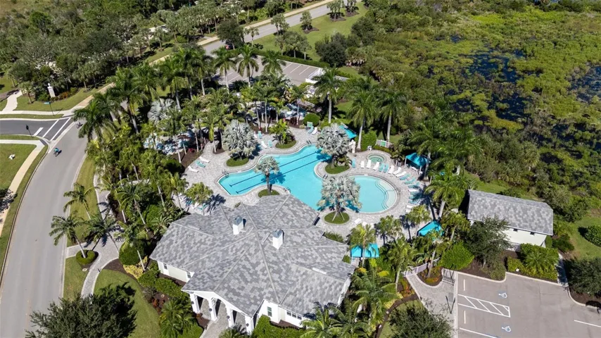 aerial of resort pool
