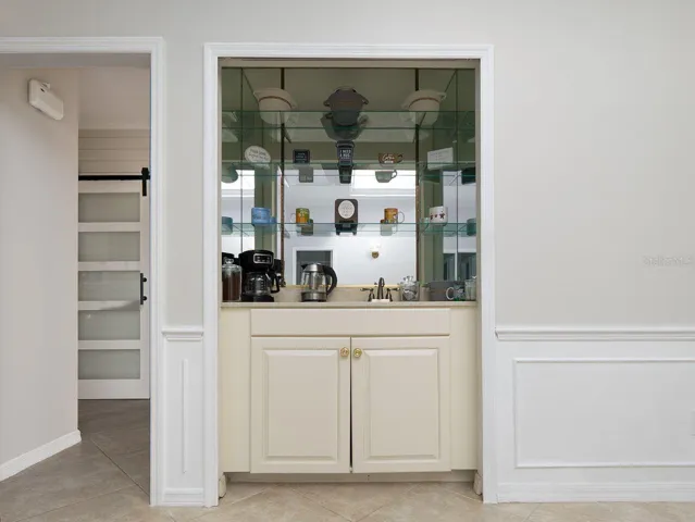 Wet bar in dining room