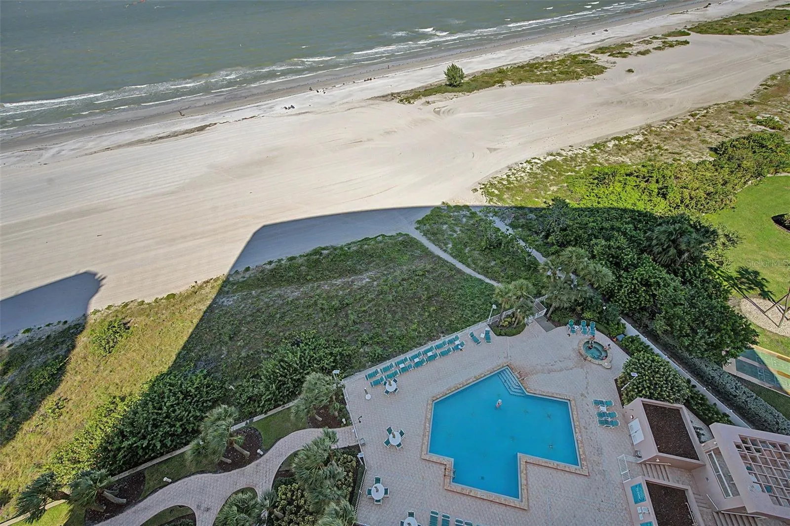 Looking down on the Community pool for the building.