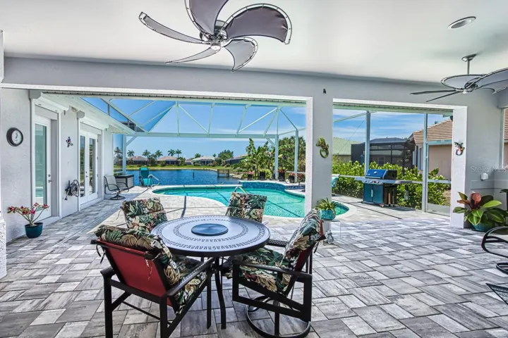 Lanai overlooking pool and lake