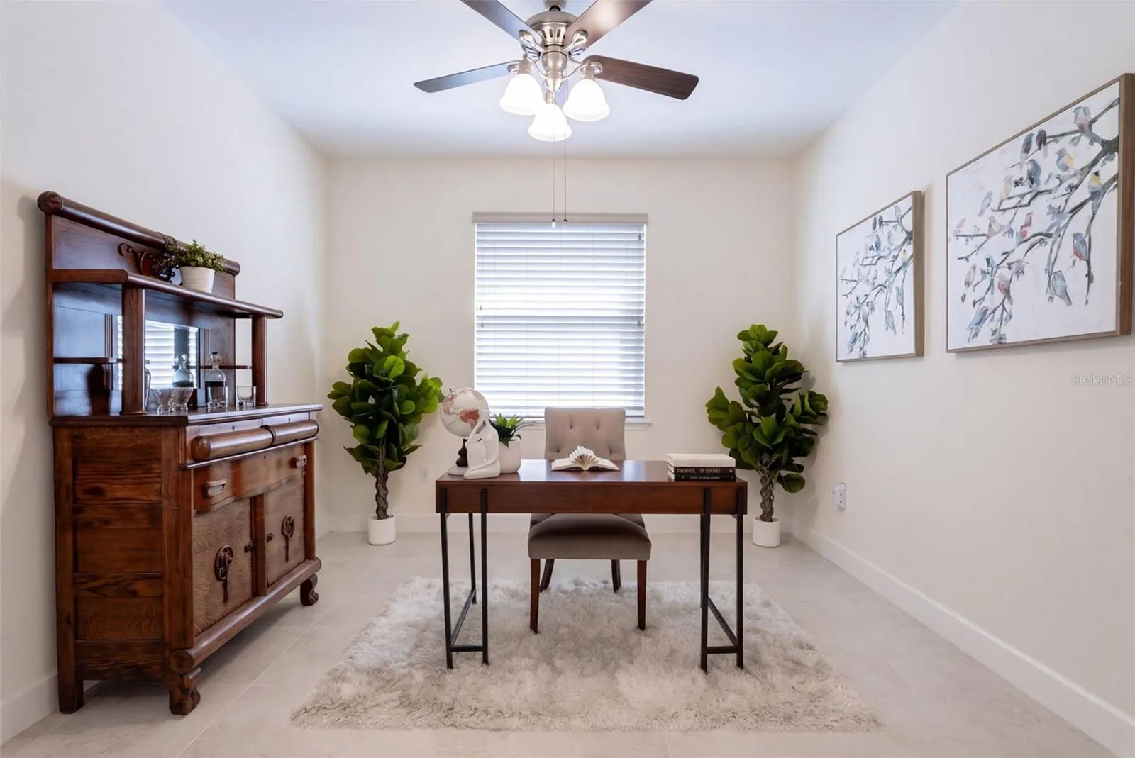 12' x 11'6" Den/Office w/ a ceiling fan