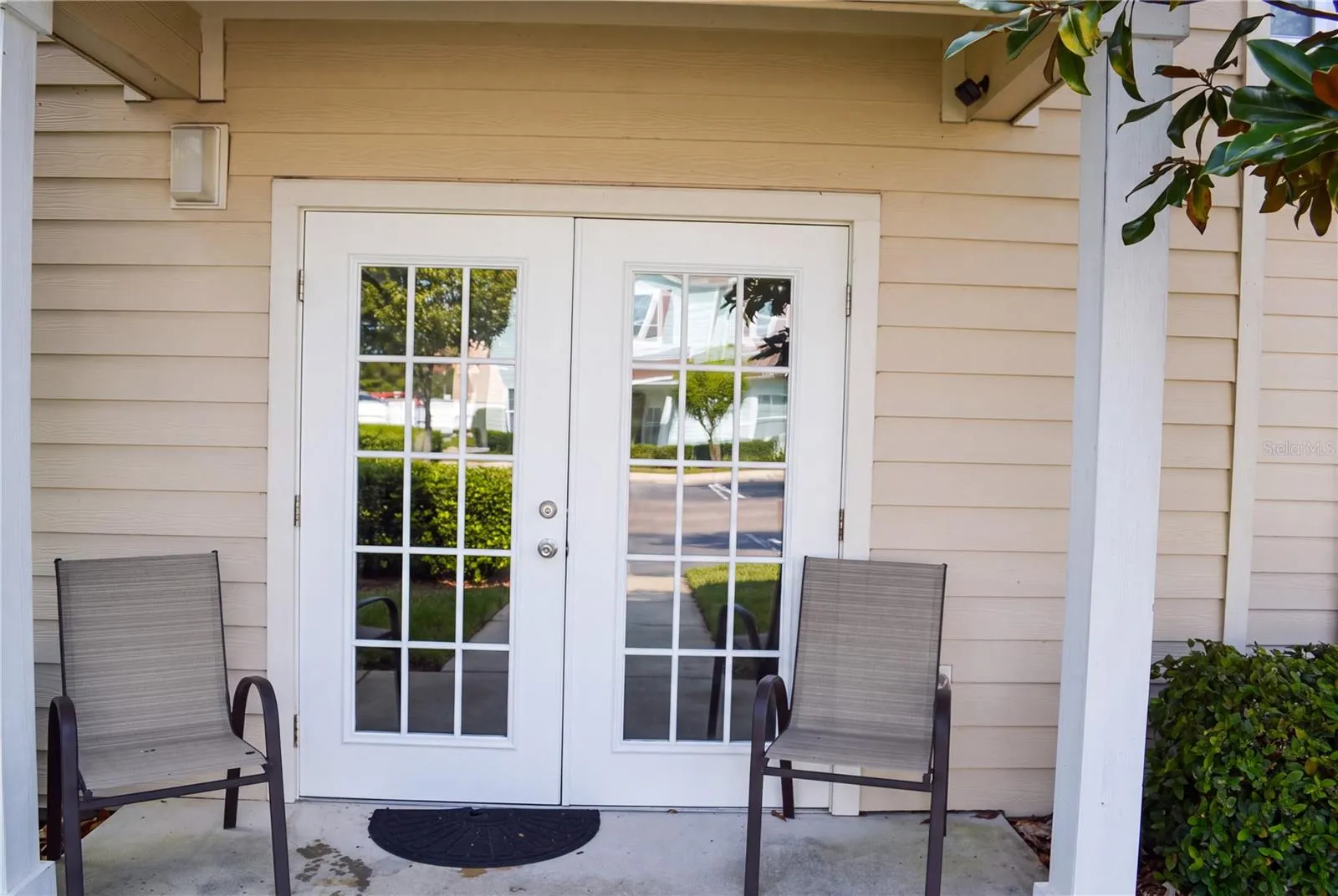 Rear Covered Porch with French Doors