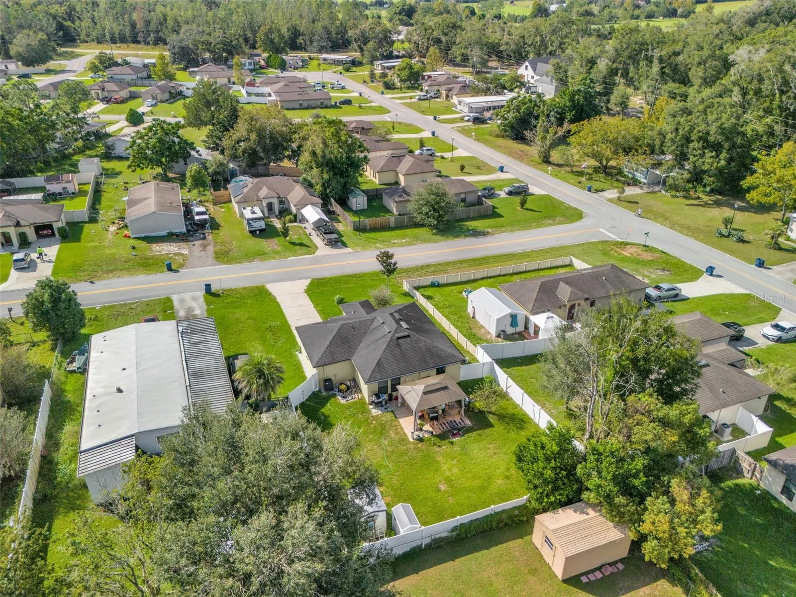Aerial view of neighborhood