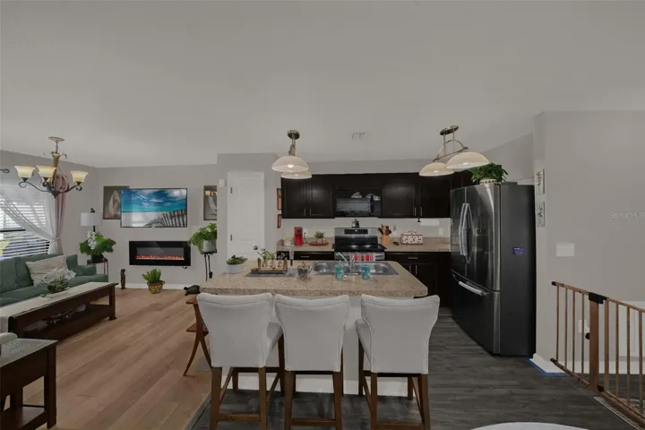 Open concept kitchen and living area