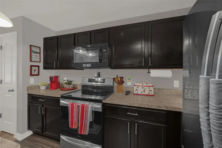 Kitchen with stainless steel appliances