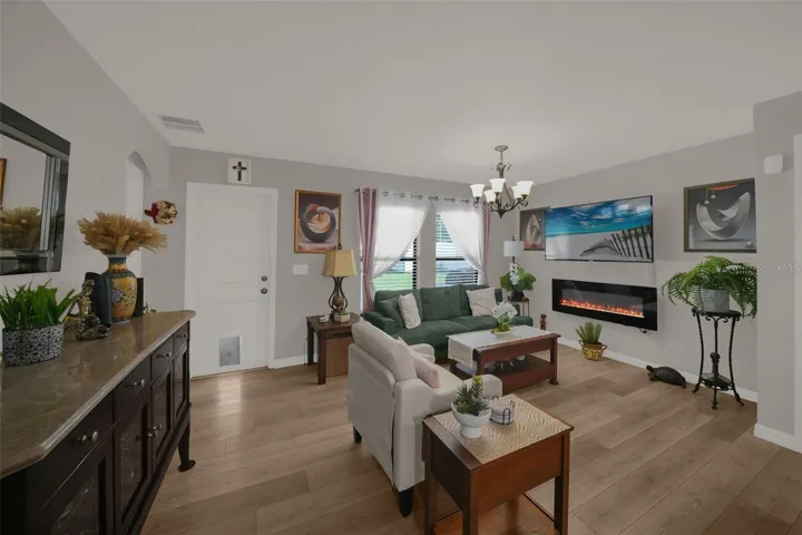 Living room with built-in electric fireplace