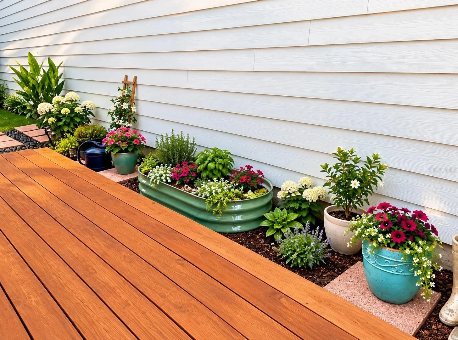 Custom deck in courtyard