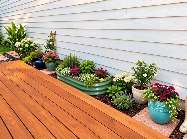 Custom deck in courtyard