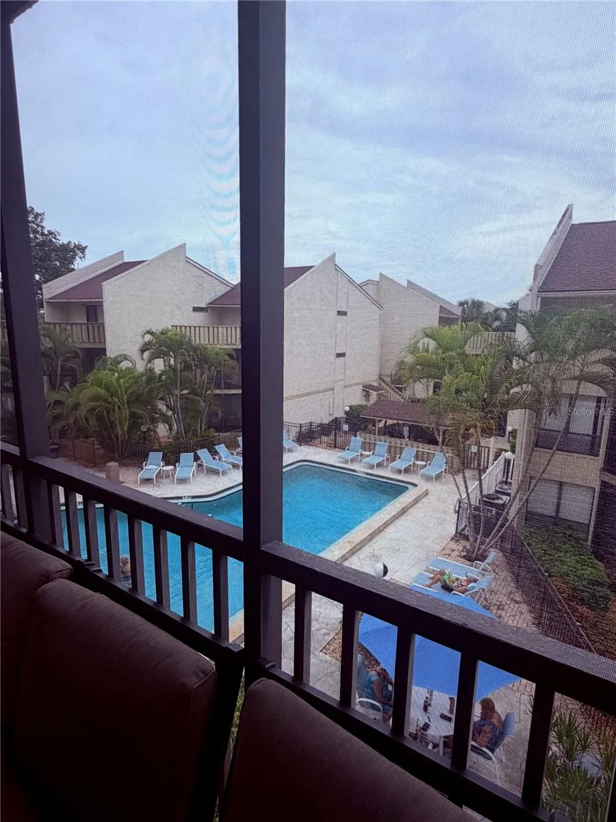 Wonderful view of the pool as seen from the balcony.