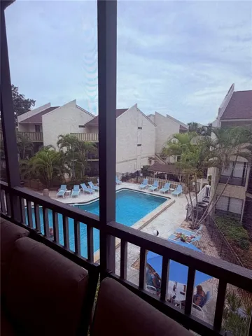 Wonderful view of the pool as seen from the balcony.