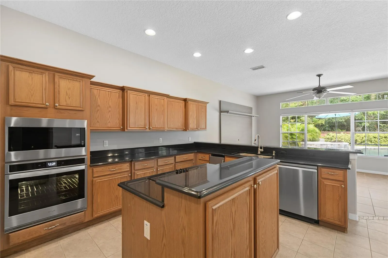 Here you can see the newer oven and microwave and the new dishwasher.