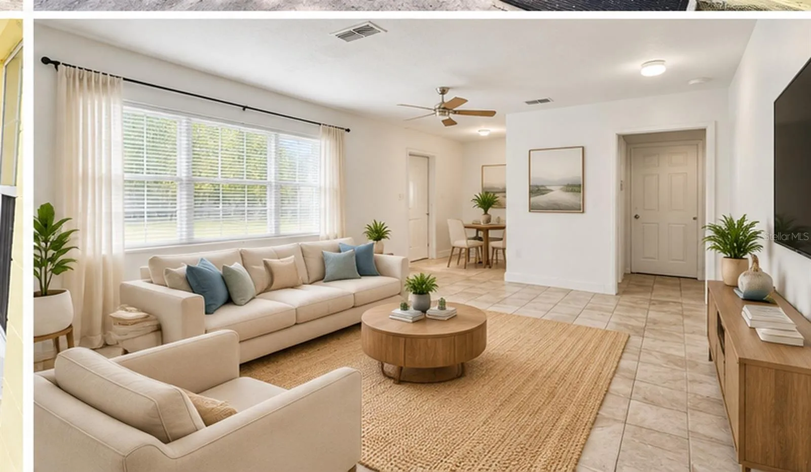 Living room virtually stage