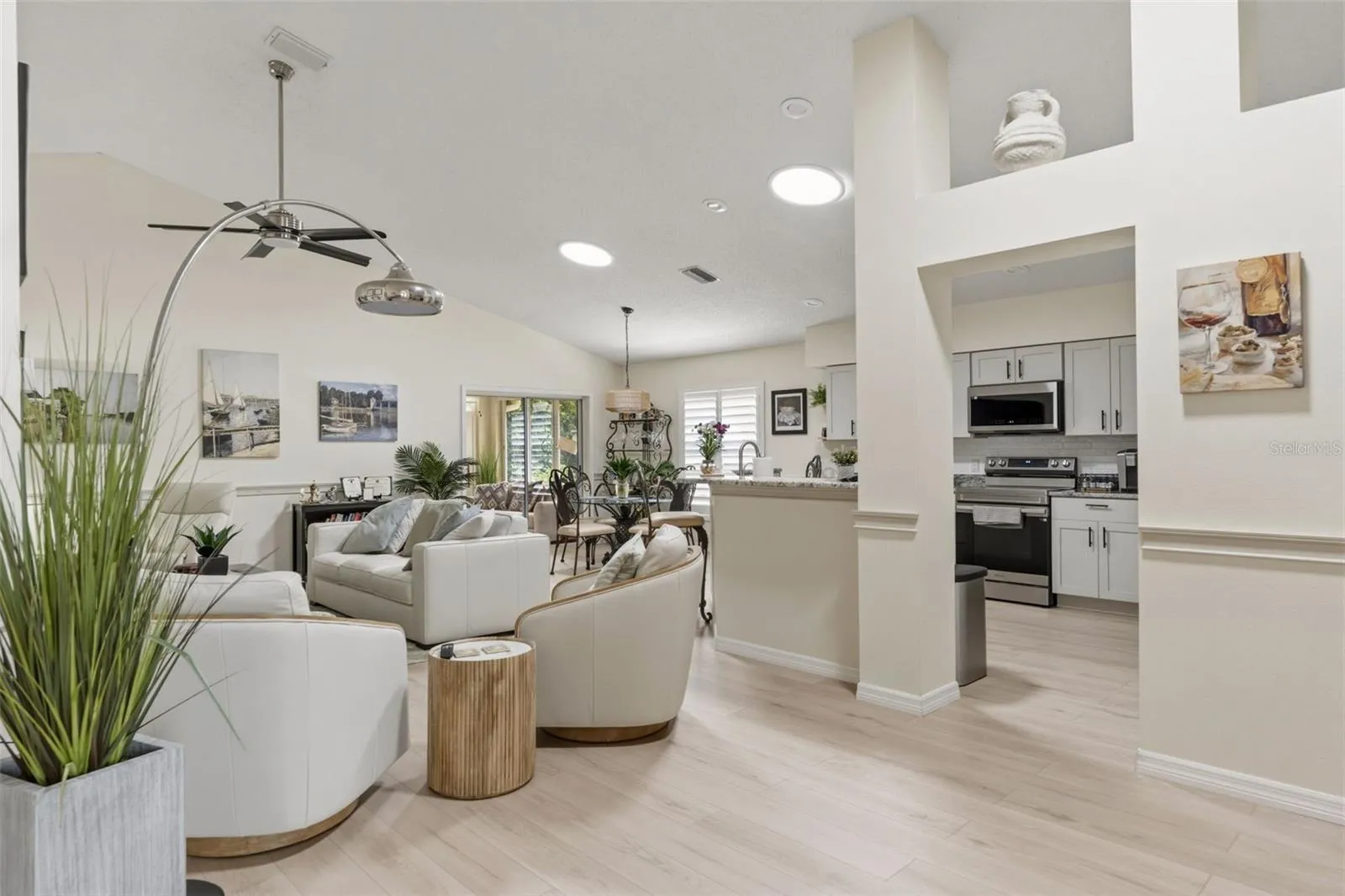 Living room and kitchen to the right