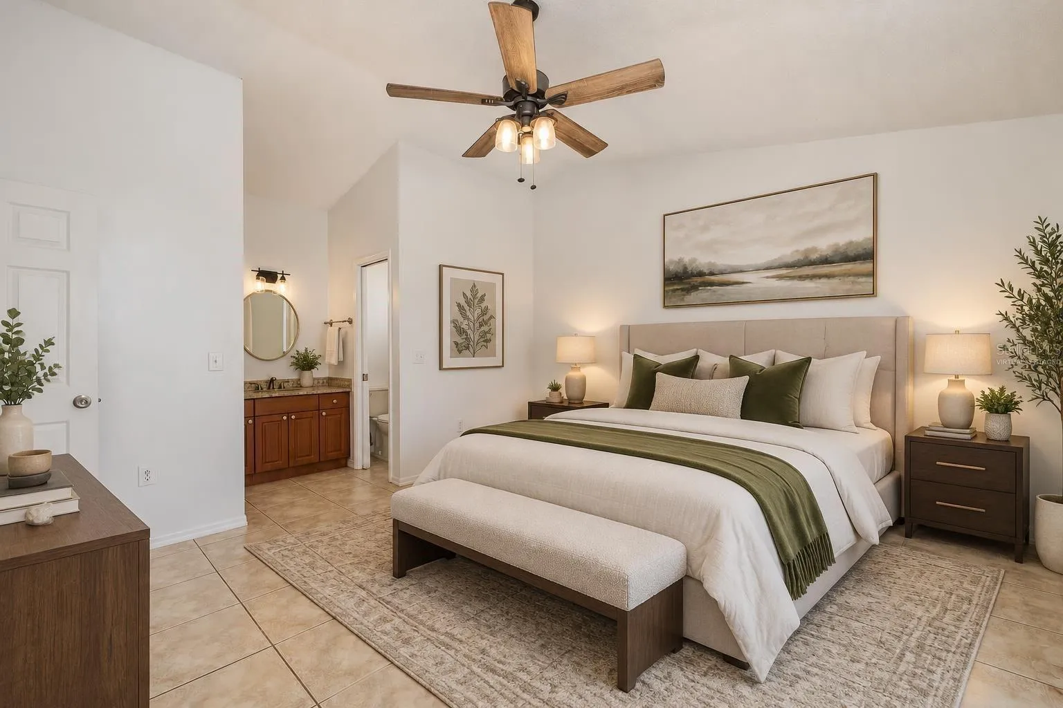 Virtually staged Primary suite